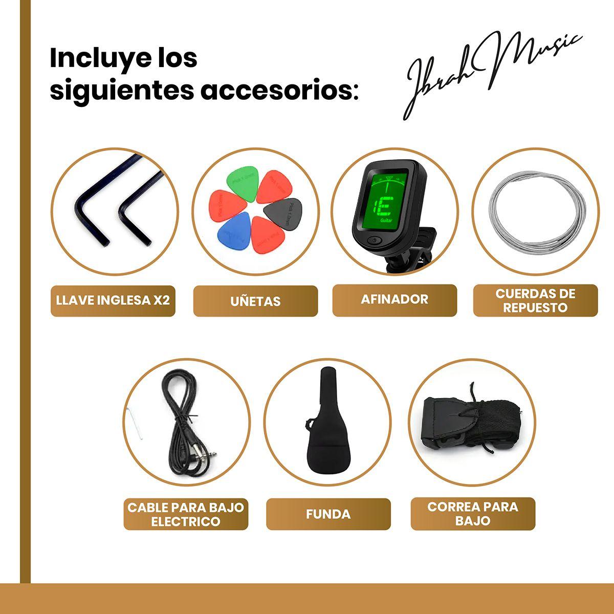 Bajo Eléctrico Ibrah 4 Cuerdas + Amplificador 20W + Accesorios-2