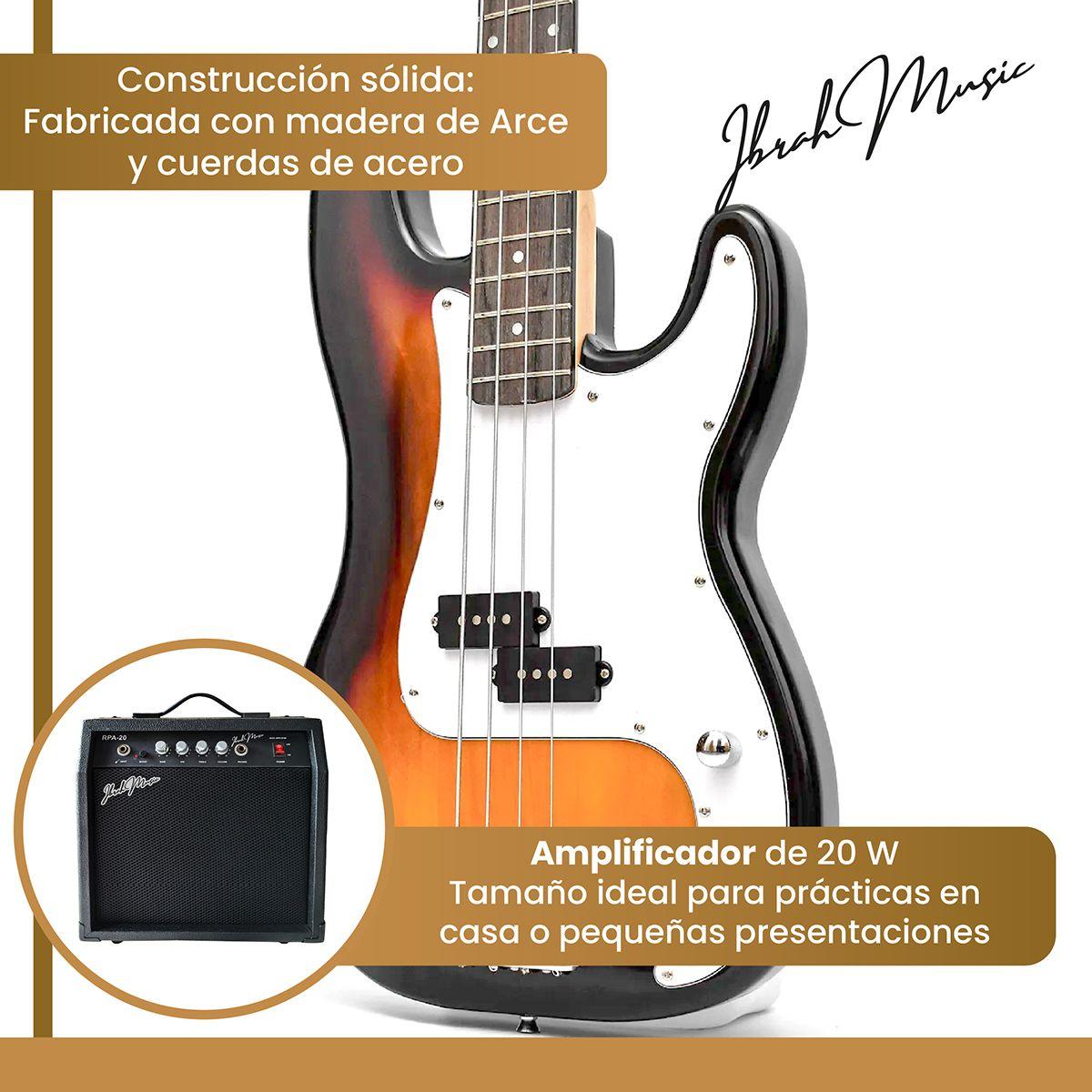 Bajo Eléctrico Ibrah 4 Cuerdas + Amplificador 20W + Accesorios-3