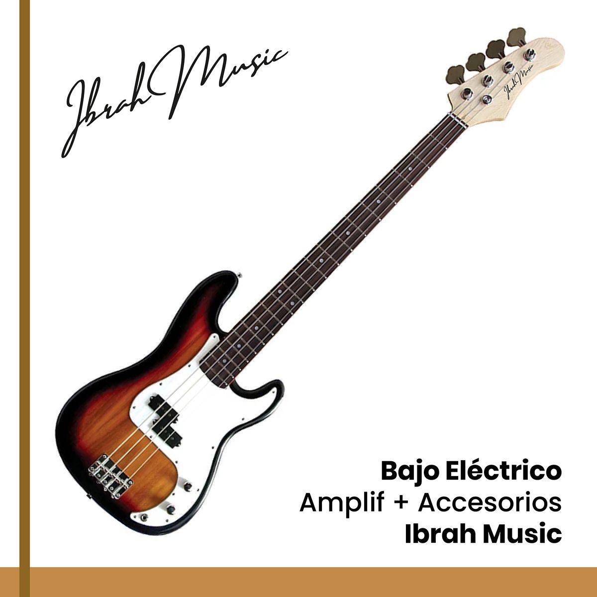 Bajo Eléctrico Ibrah 4 Cuerdas + Amplificador 20W + Accesorios-8