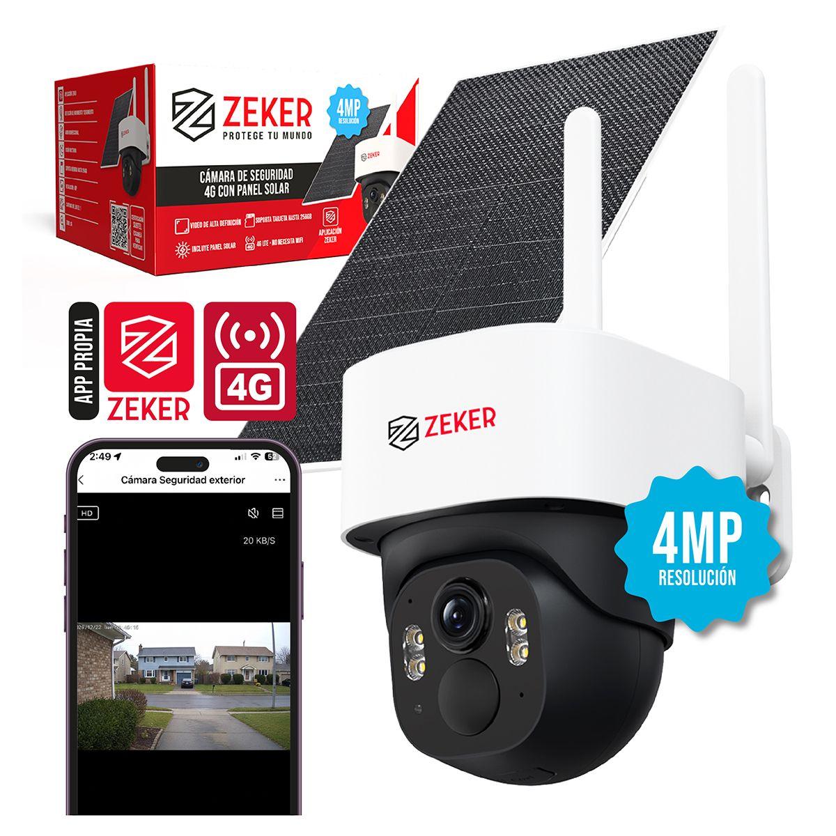 Cámara De Seguridad 4g Con Panel Solar Para Exterior 4mp Zeker Free Sim Blanco-0
