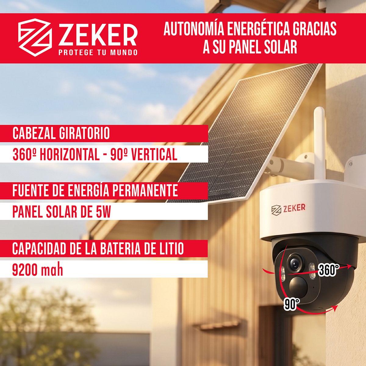 Cámara De Seguridad 4g Con Panel Solar Para Exterior 4mp Zeker Free Sim Blanco-5