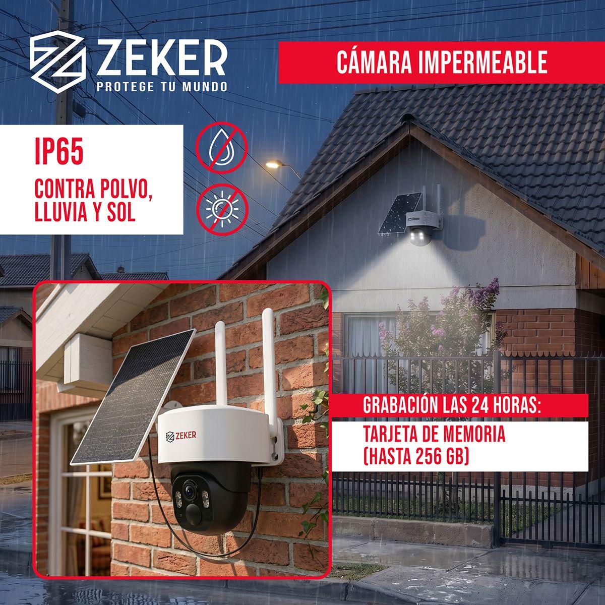 Cámara De Seguridad 4g Con Panel Solar Para Exterior 4mp Zeker Free Sim Blanco-6