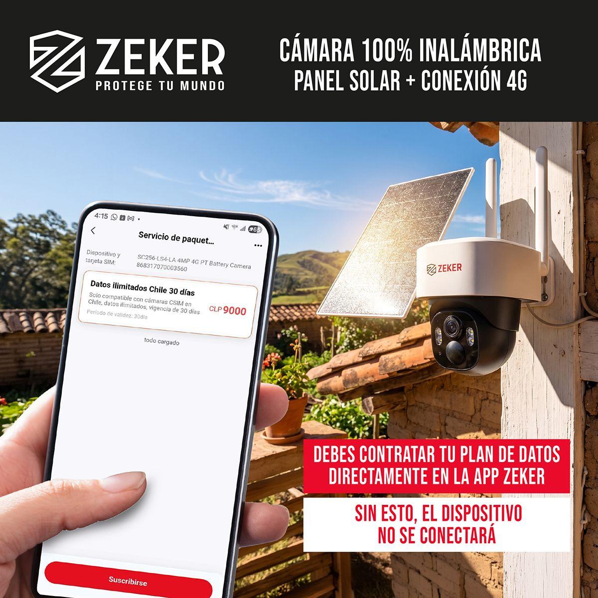 Cámara De Seguridad 4g Con Panel Solar Para Exterior 4mp Zeker Free Sim Blanco-9