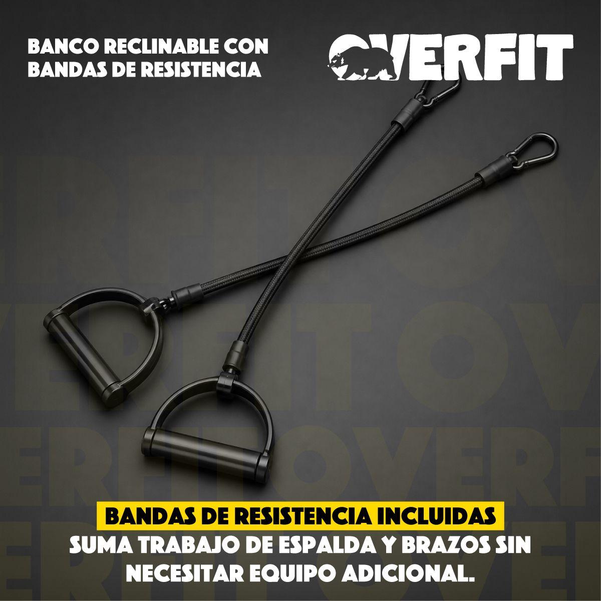Banco Reclinable Gym Con Bandas De Resistencia Overfit Negro-2