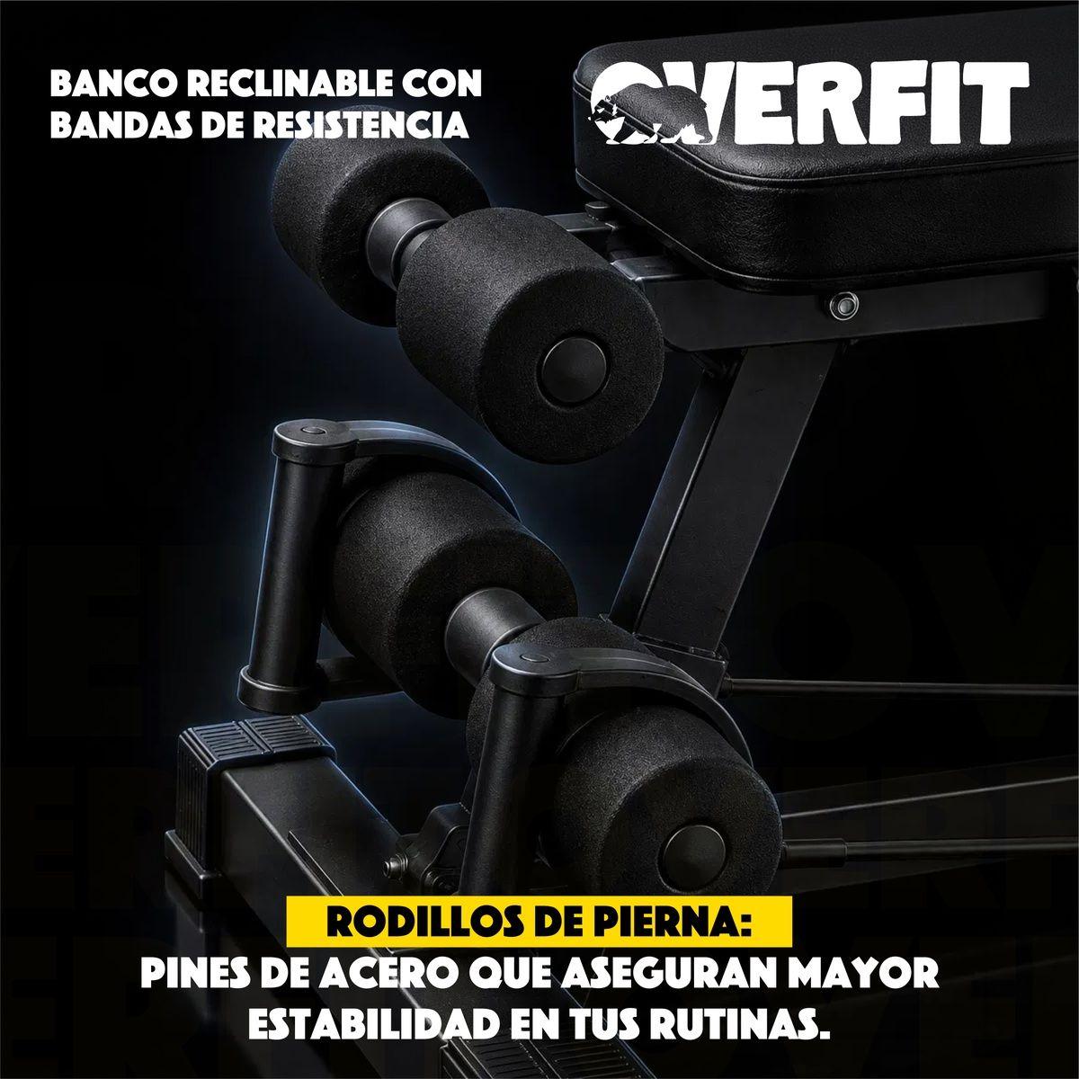 Banco Reclinable Gym Con Bandas De Resistencia Overfit Negro-5