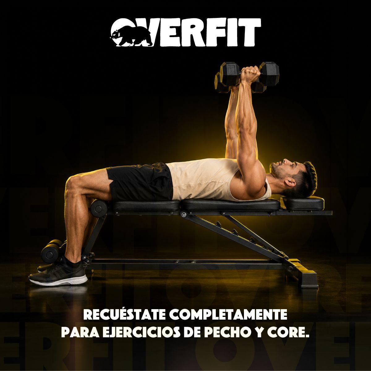 Banco Reclinable Gym Con Bandas De Resistencia Overfit Negro-8