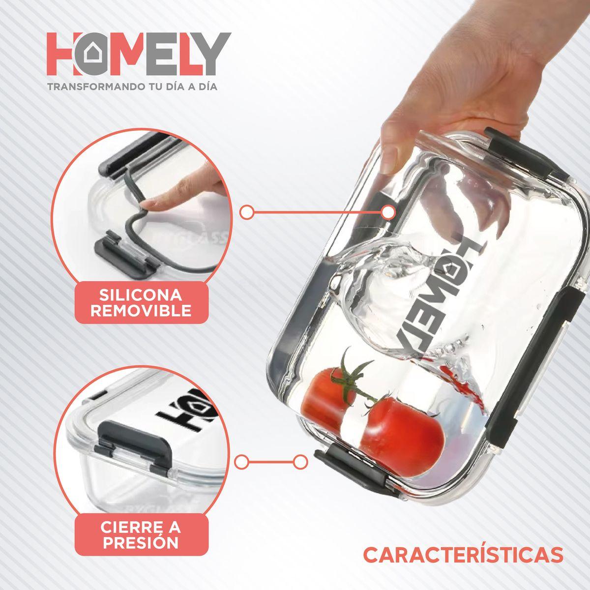 Tupper Hermetico Comida Homely Vidrio Templado Set x4 3.57 L-3