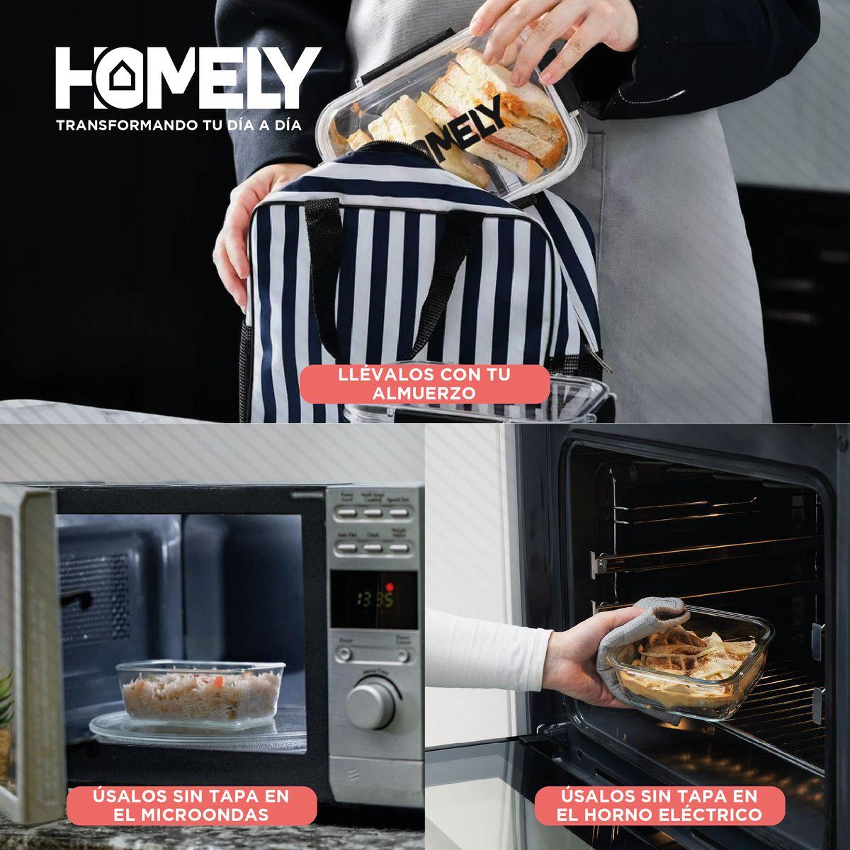Tupper Hermetico Comida Homely Vidrio Templado Set x4 3.57 L-5