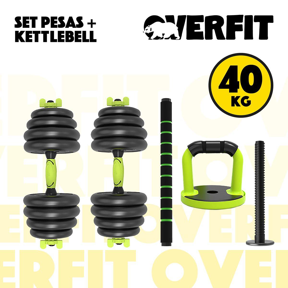 Set Mancuernas + Barra + Kettlebell Unibles Overfit 40kg-1