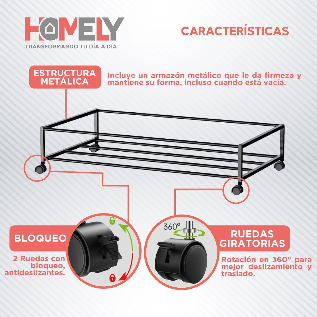 Bolsas Organizadoras Bajo Cama Cajas Homely Carrito De Metal Con Ruedas 78 X 43 Cm 48 Litros-4