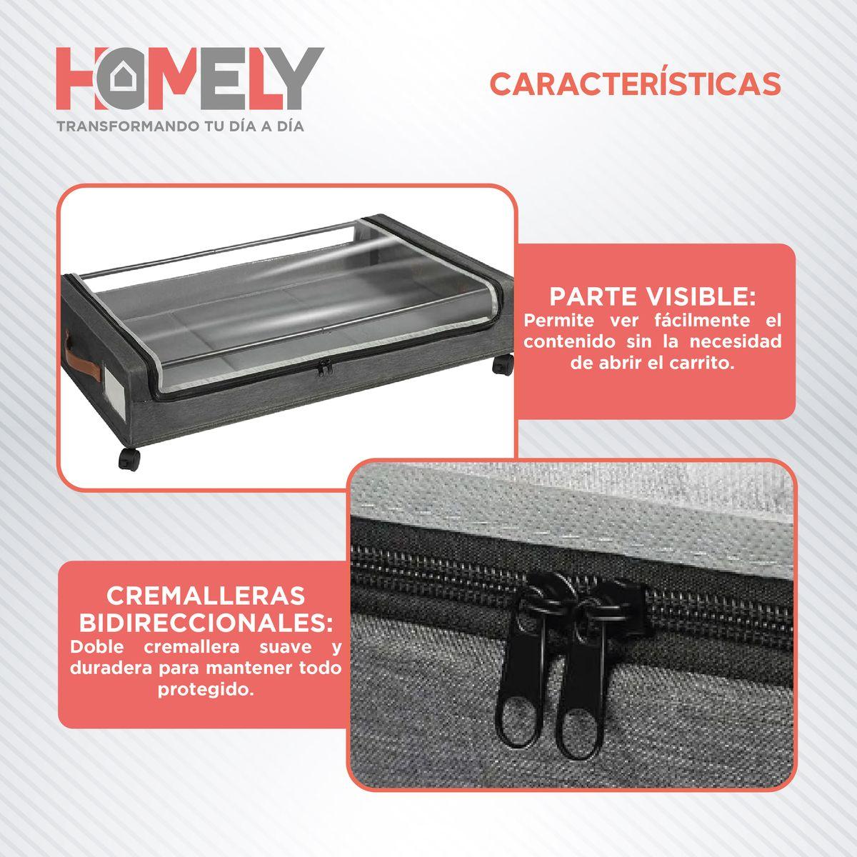 Bolsas Organizadoras Bajo Cama Cajas Homely Carrito De Metal Con Ruedas 78 X 43 Cm 48 Litros-5