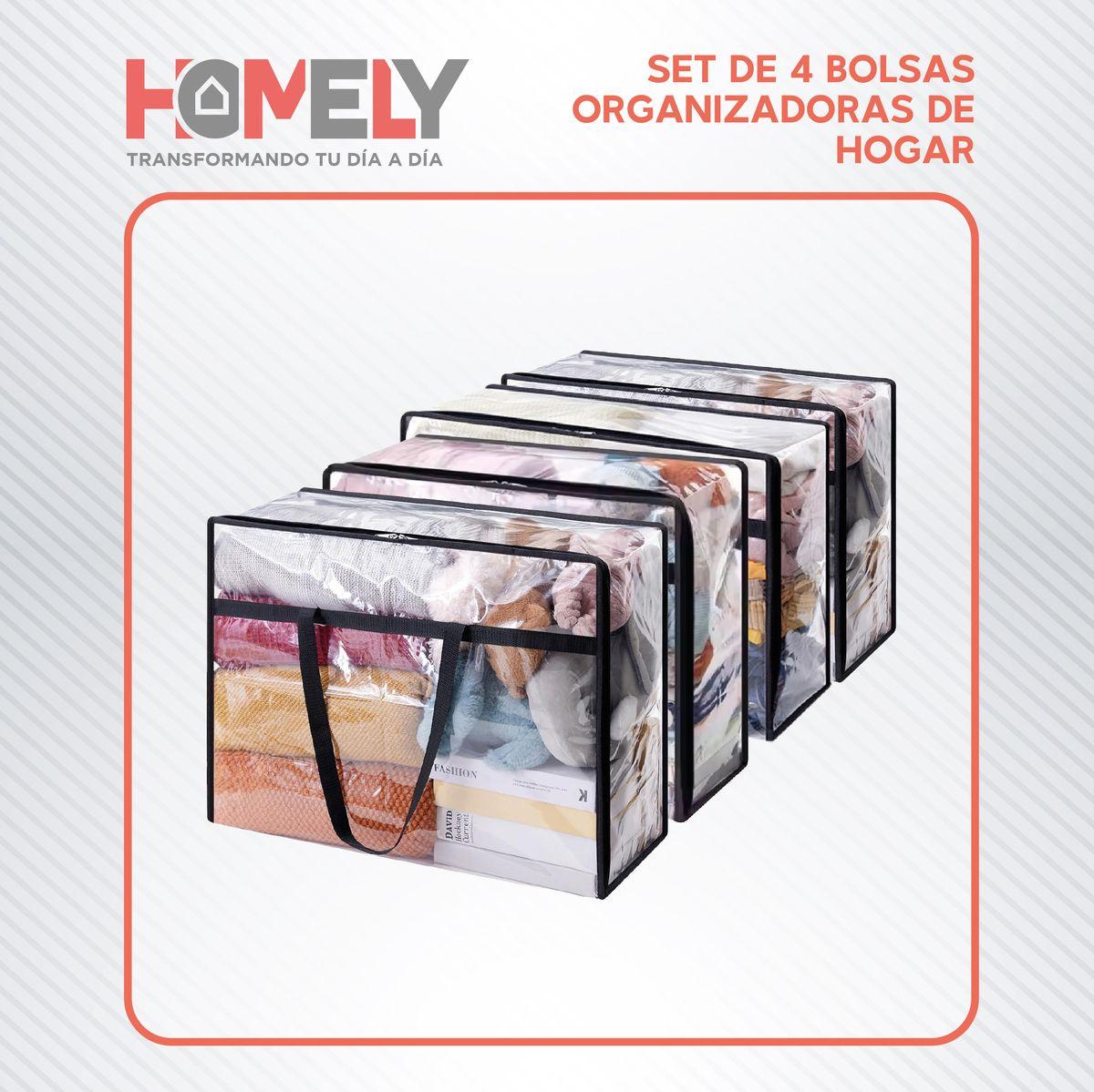 Bolsas Organizadoras Almacenamiento plasticas Homely 40L X4-7