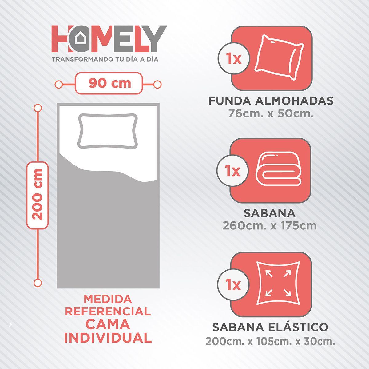 Juego de sabanas 1 Plaza Homely 100 GSM Suave 4 Piezas-2