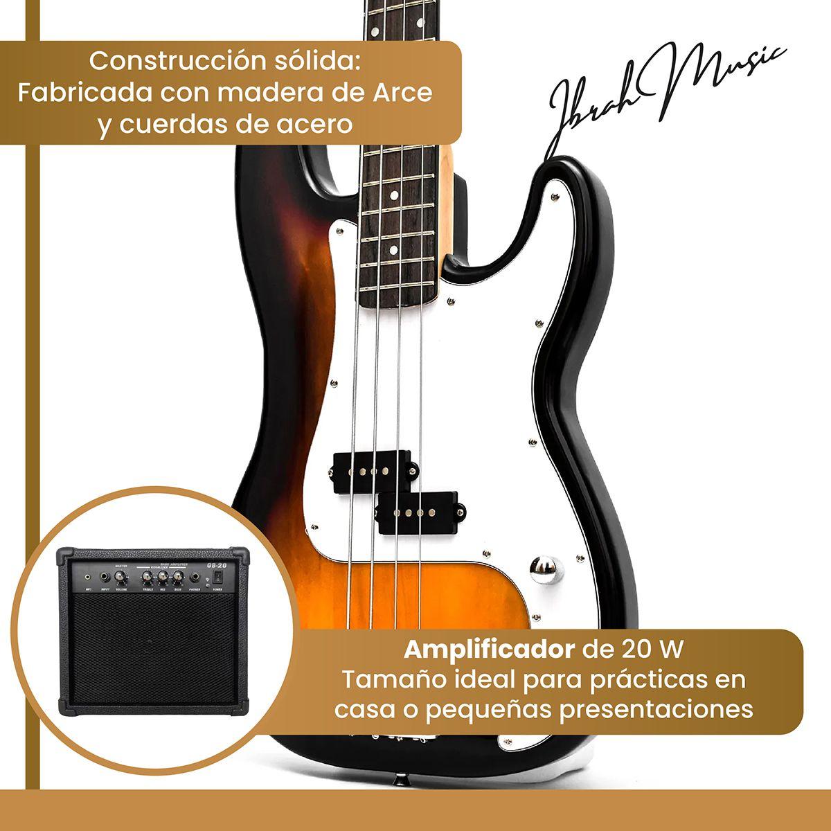 Bajo Eléctrico Ibrah 4 Cuerdas + Amplificador 20W + Acces-3