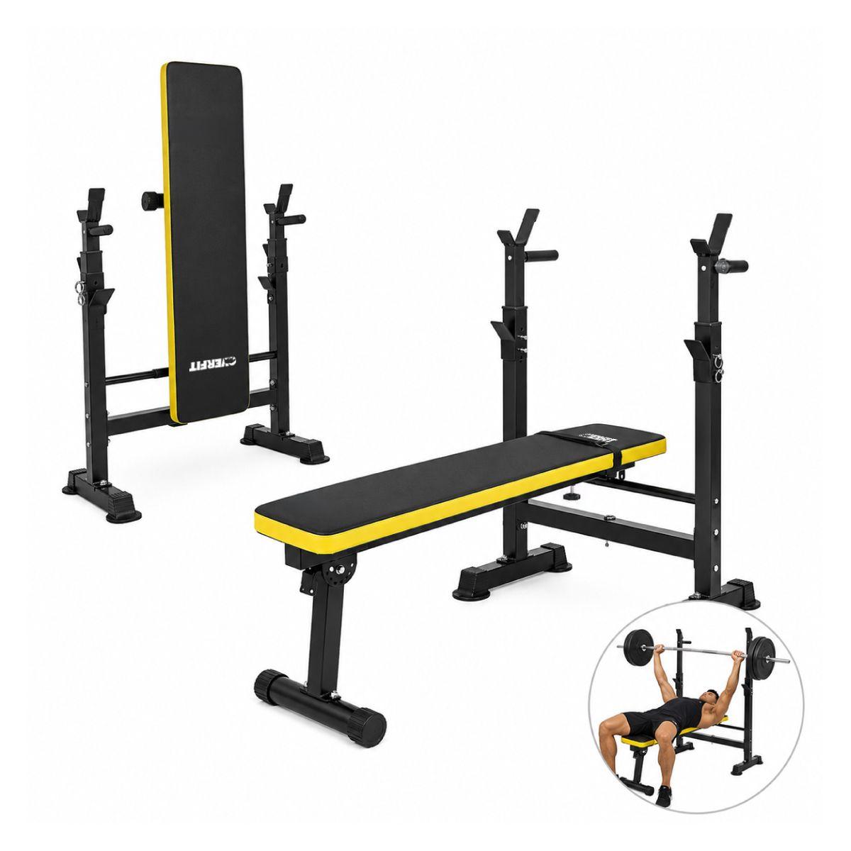 Banco Gym Para Entrenamiento Rack Press Banca Pro Overfit Color Negro Ajustable-0
