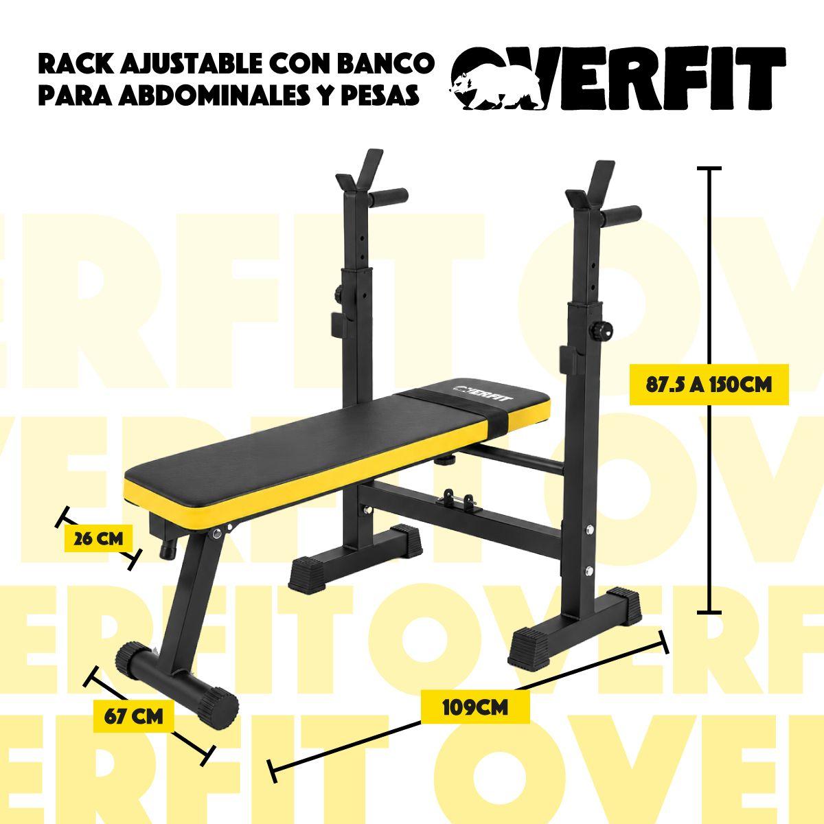 Banco Gym Para Entrenamiento Rack Press Banca Pro Overfit Color Negro Ajustable-2