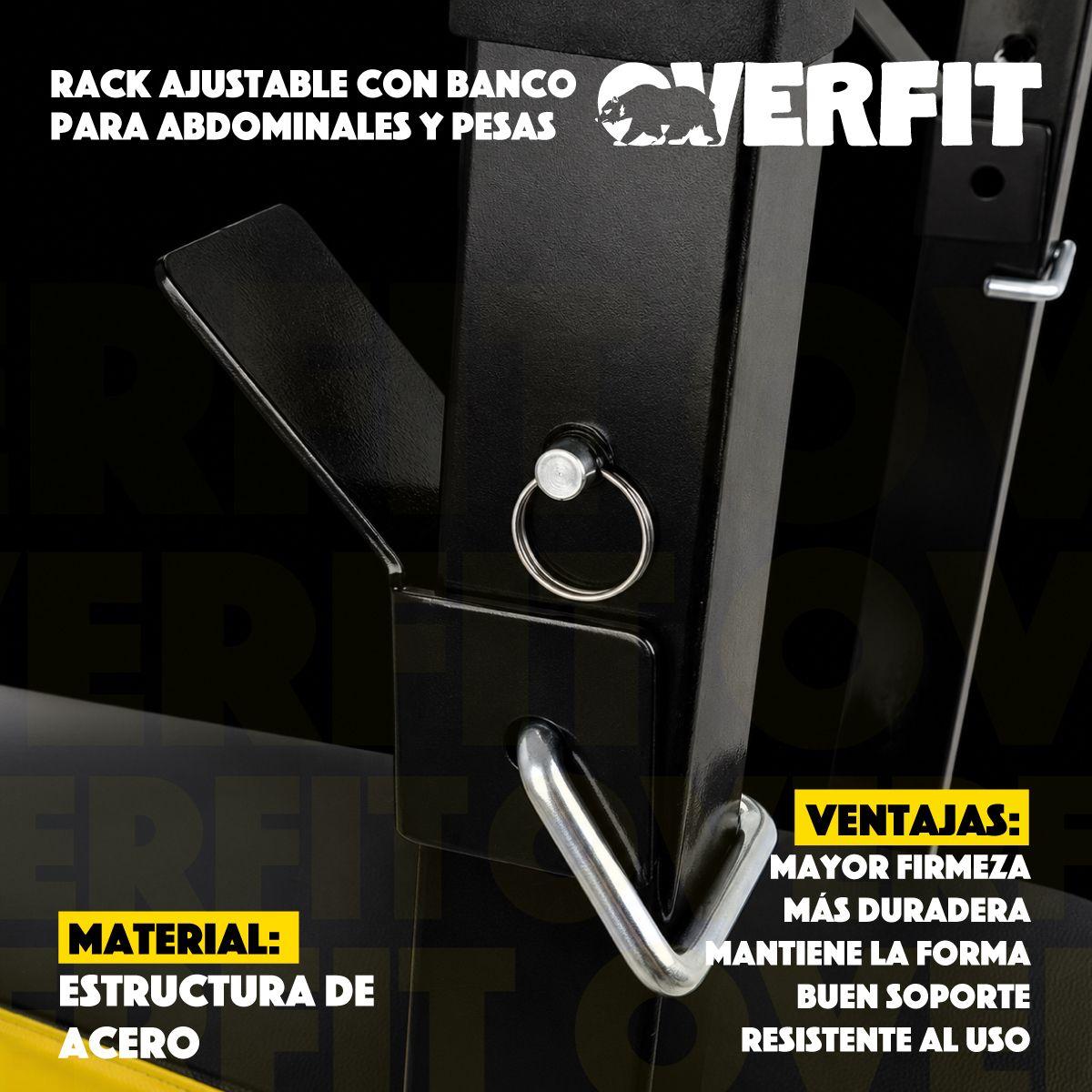 Banco Gym Para Entrenamiento Rack Press Banca Pro Overfit Color Negro Ajustable-3