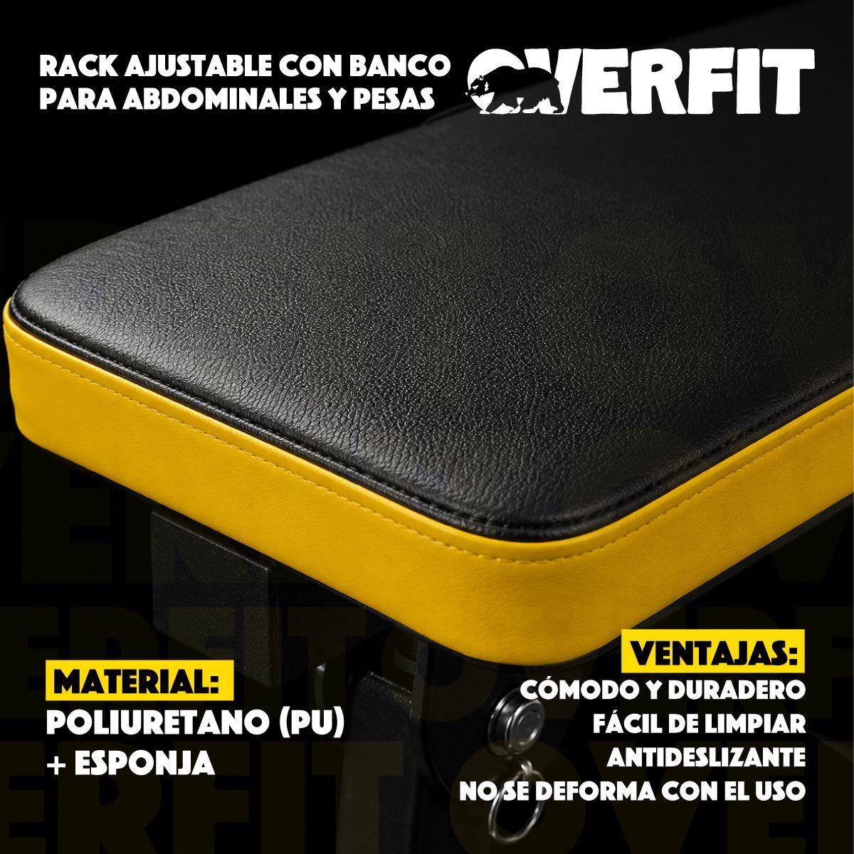 Banco Gym Para Entrenamiento Rack Press Banca Pro Overfit Color Negro Ajustable-4