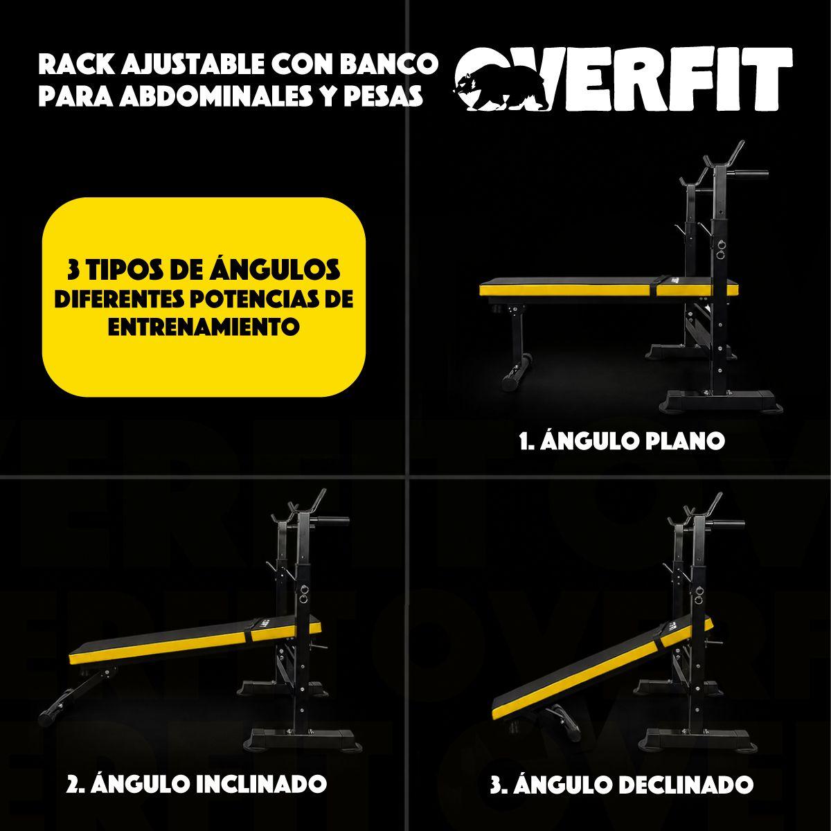 Banco Gym Para Entrenamiento Rack Press Banca Pro Overfit Color Negro Ajustable-5