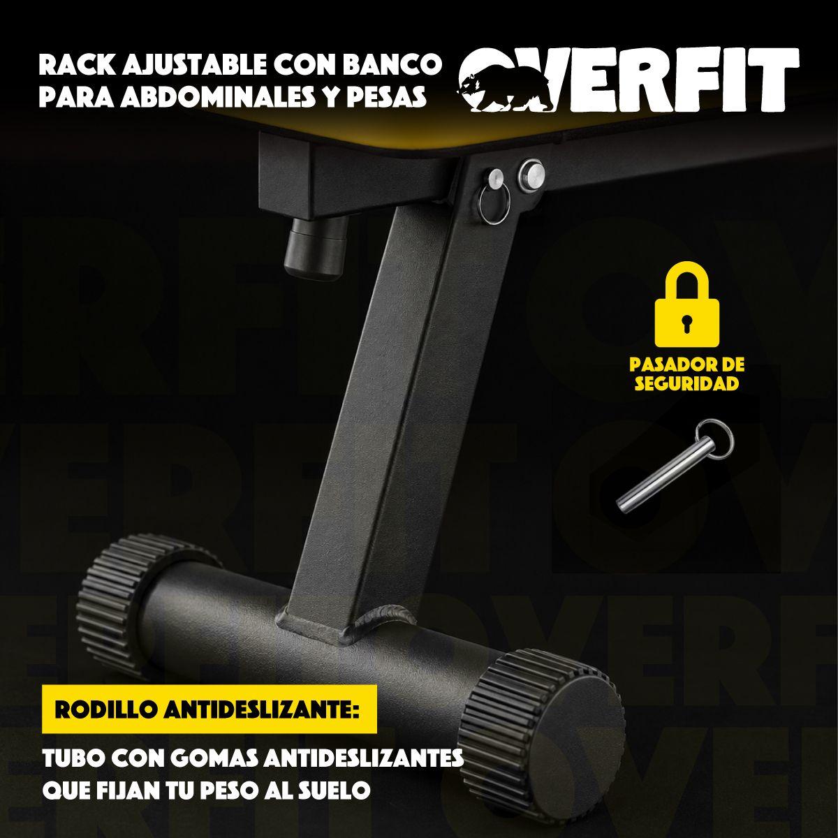 Banco Gym Para Entrenamiento Rack Press Banca Pro Overfit Color Negro Ajustable-6