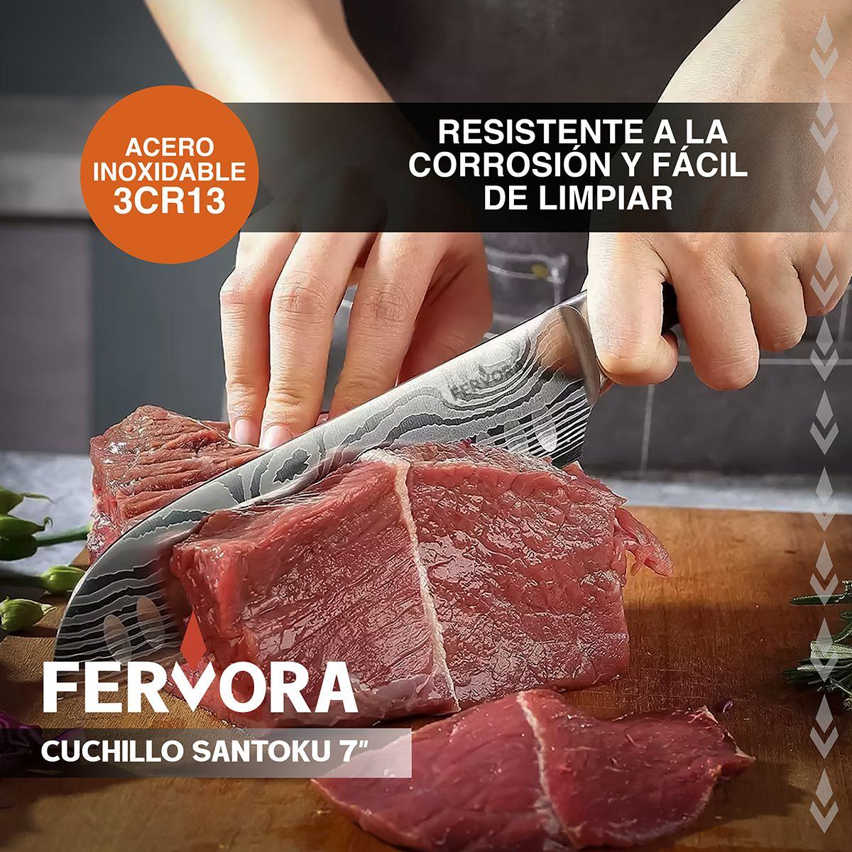 Cuchillo Santoku 18 cm Fervora Profesional Acero 3CR13 Japon-2