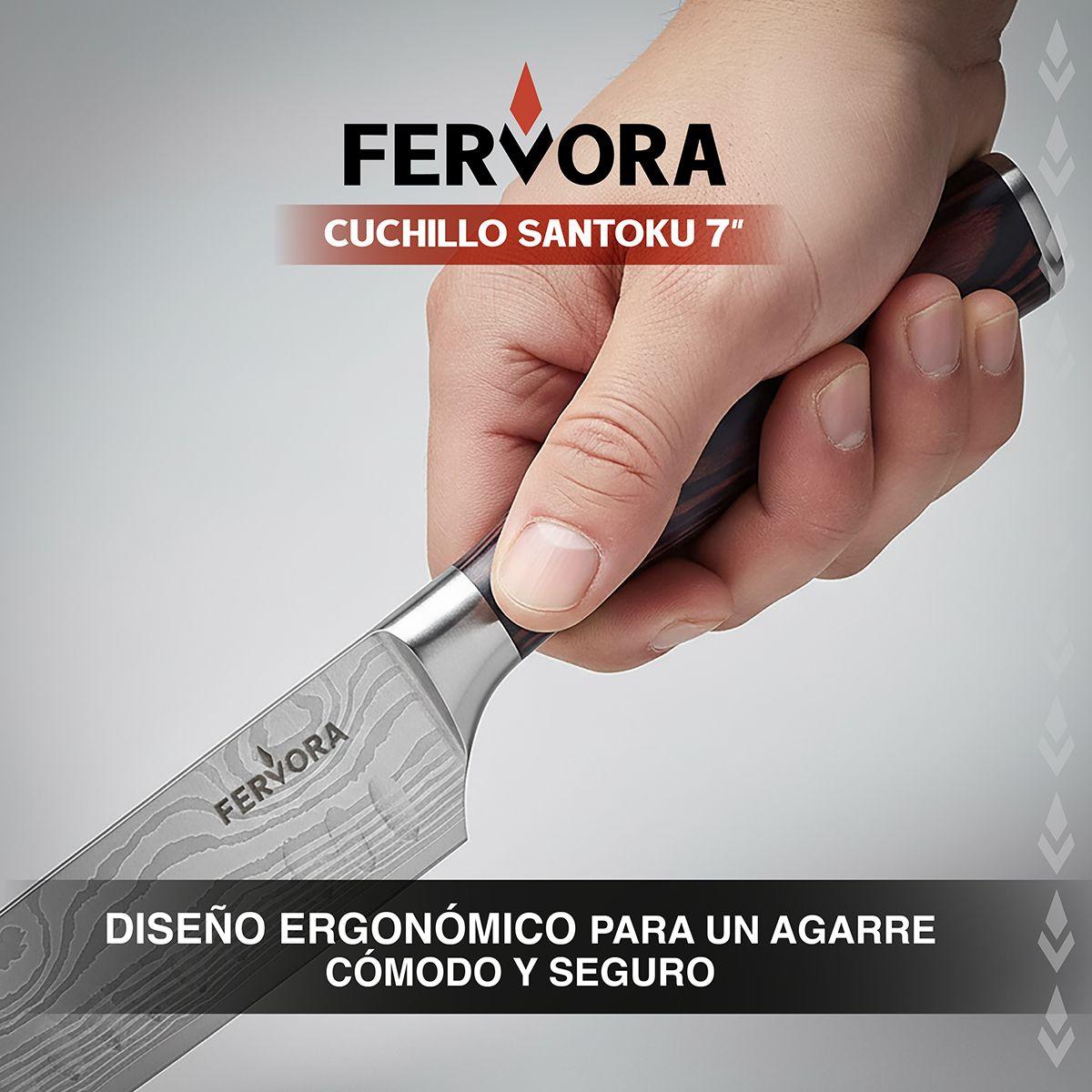 Cuchillo Santoku 18 cm Fervora Profesional Acero 3CR13 Japon-3