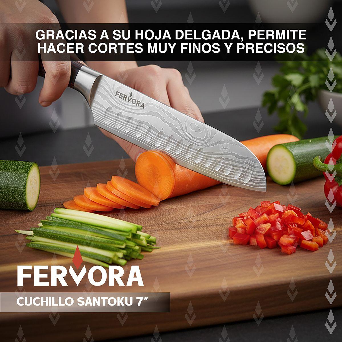 Cuchillo Santoku 18 cm Fervora Profesional Acero 3CR13 Japon-4