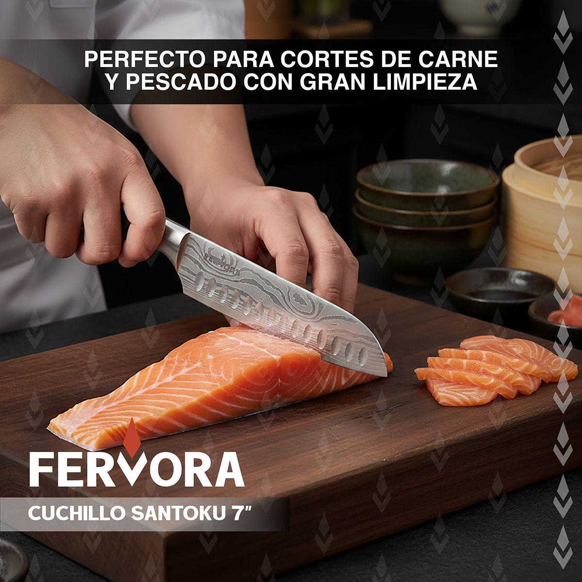 Cuchillo Santoku 18 cm Fervora Profesional Acero 3CR13 Japon-5
