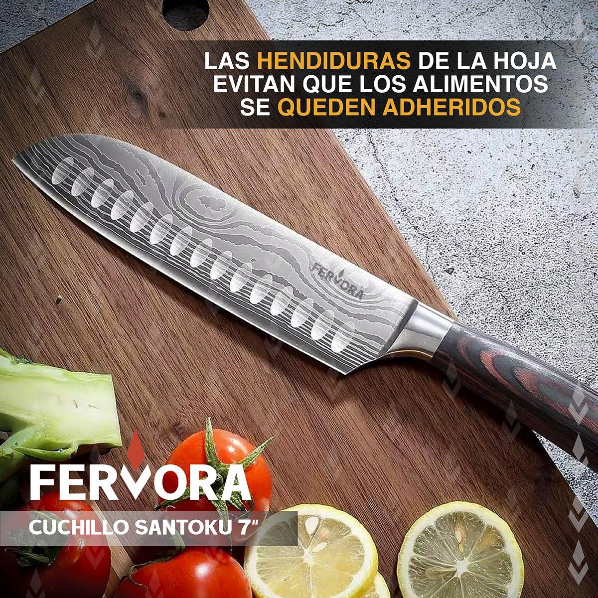 Cuchillo Santoku 18 cm Fervora Profesional Acero 3CR13 Japon-6