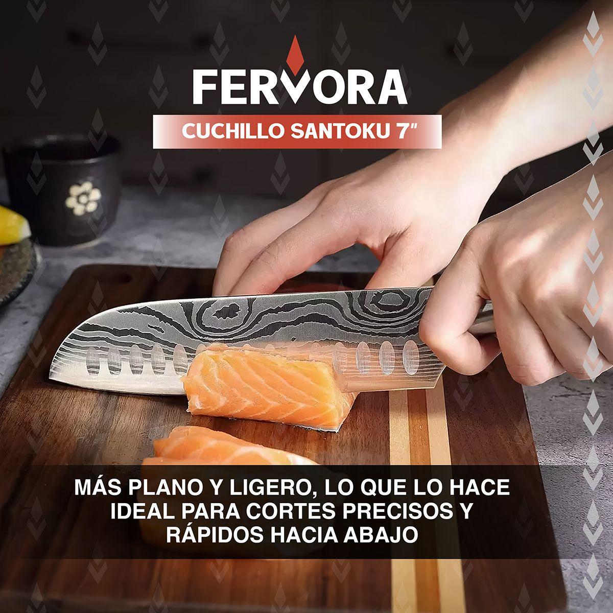 Cuchillo Santoku 18 cm Fervora Profesional Acero 3CR13 Japon-7