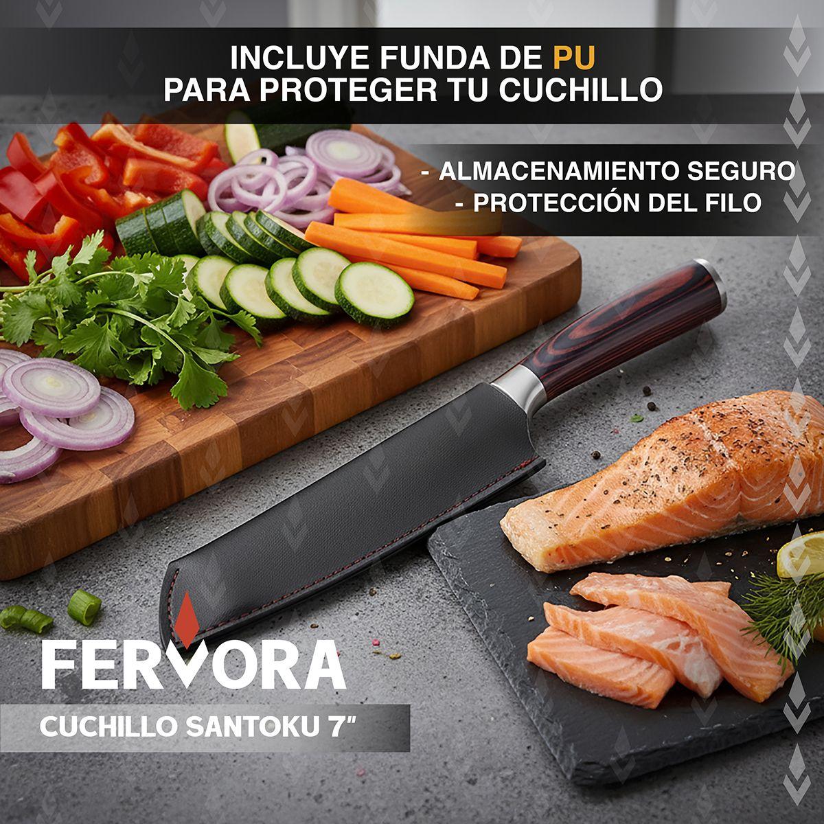 Cuchillo Santoku 18 cm Fervora Profesional Acero 3CR13 Japon-8