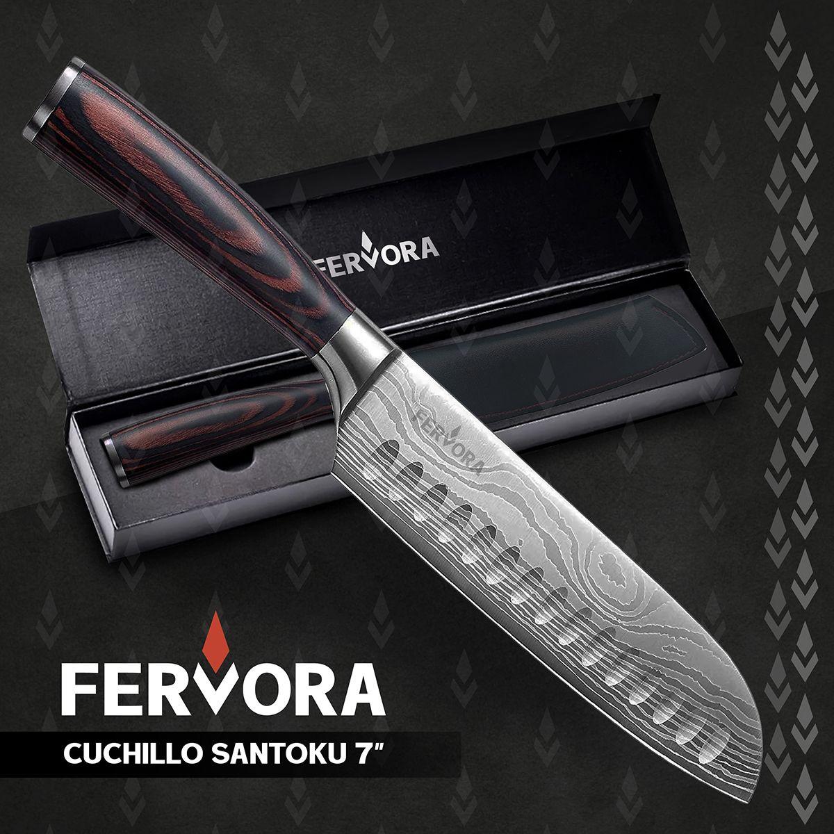 Cuchillo Santoku 18 cm Fervora Profesional Acero 3CR13 Japon-9