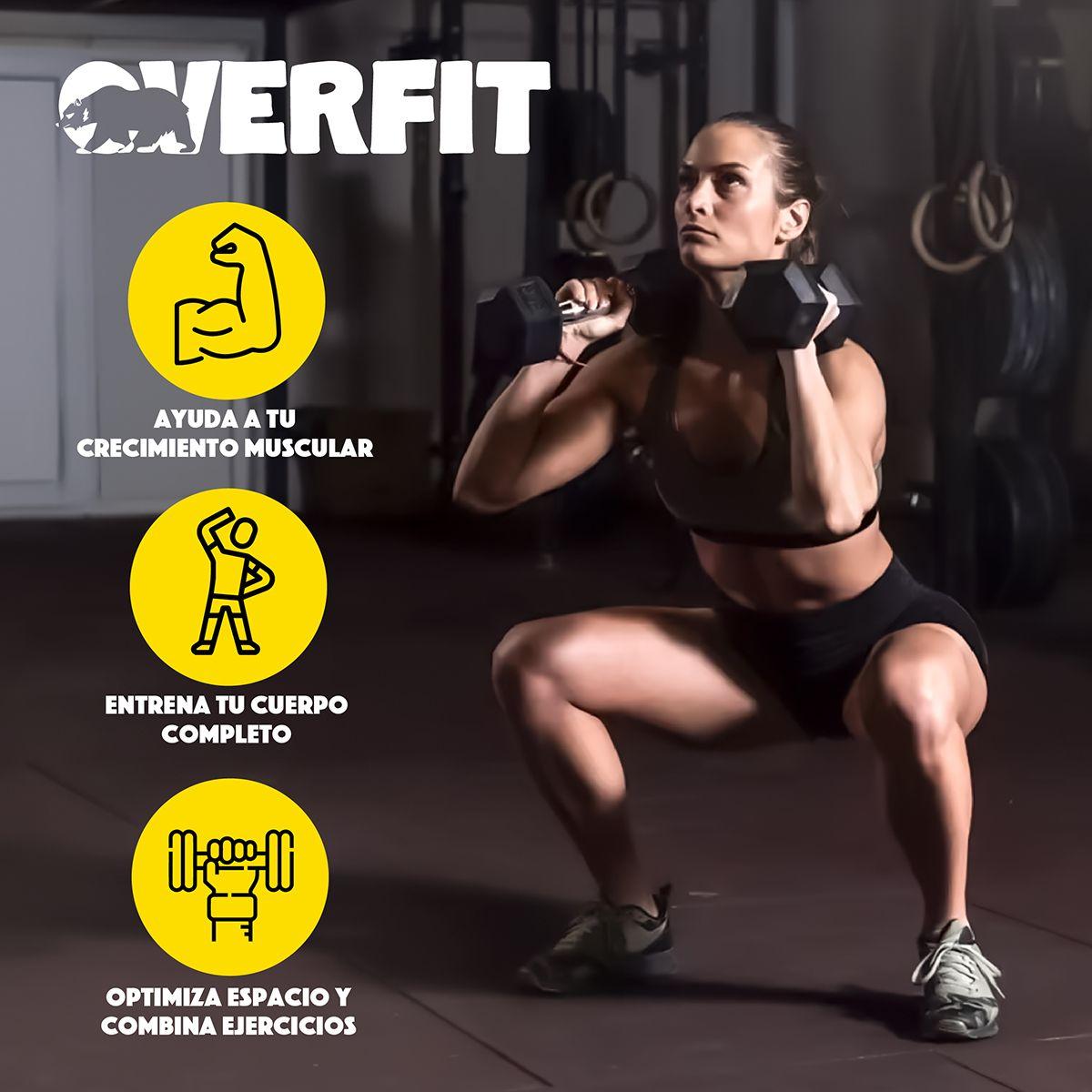 Mancuerna Hexagonal 15 kg Acero Y Caucho Overfit-3