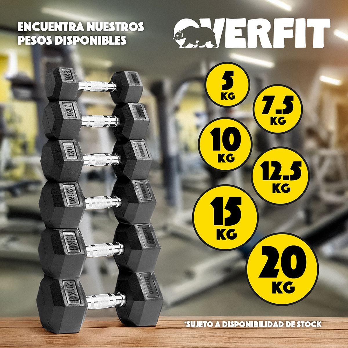 Mancuerna Hexagonal 15 kg Acero Y Caucho Overfit-5