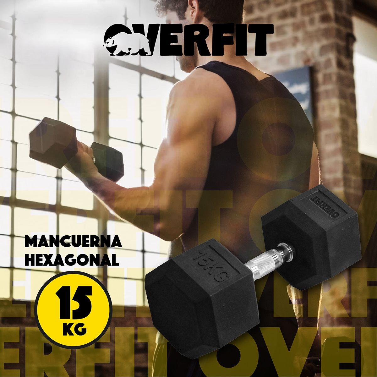 Mancuerna Hexagonal 15 kg Acero Y Caucho Overfit-7