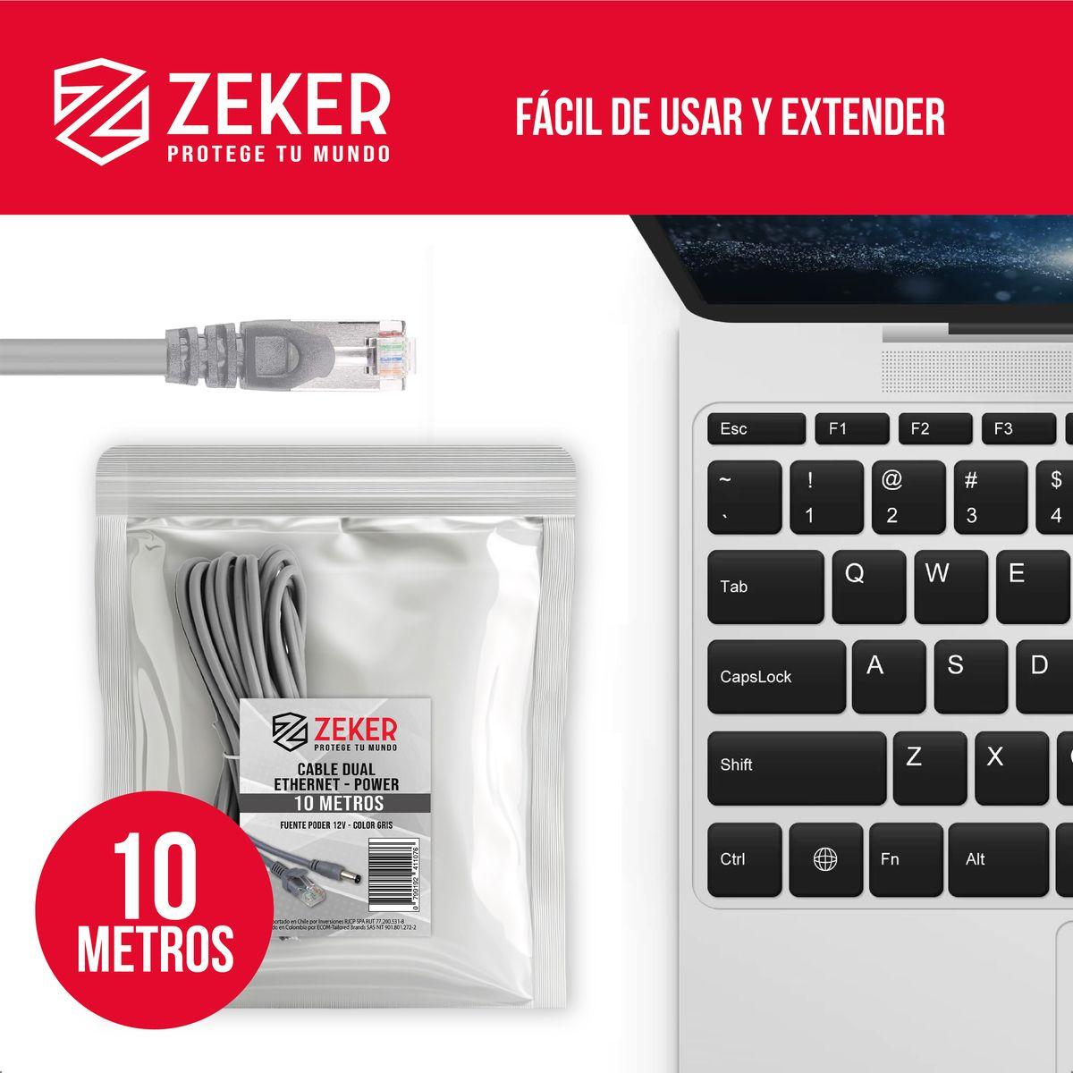 Cable Camara Seguridad Zeker Dual Extensor 10M Dc + Ethernet-8