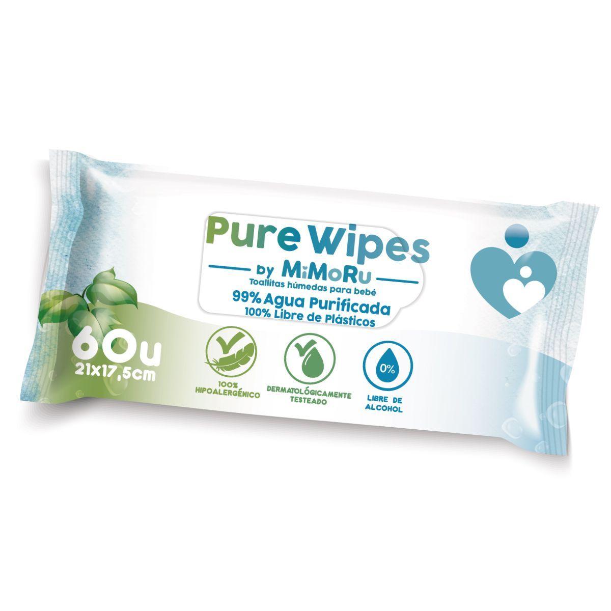 Toallitas Humedas Mimoru Bebe 60 Unidades Wipes 99 Agua Hipoalergenica-0