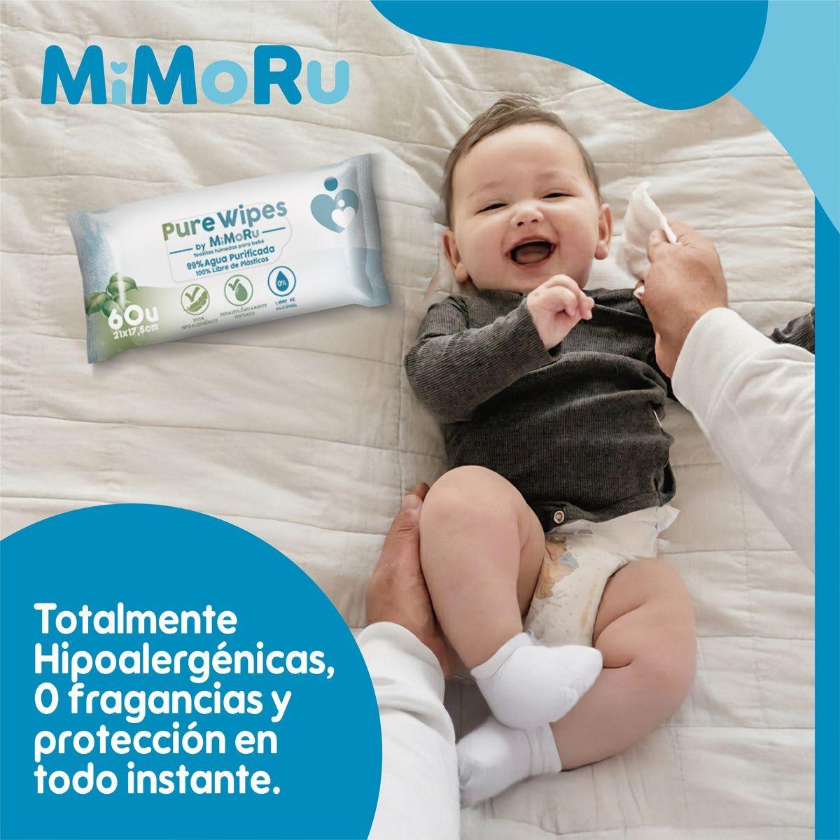 Toallitas Humedas Mimoru Bebe 60 Unidades Wipes 99 Agua Hipoalergenica-7