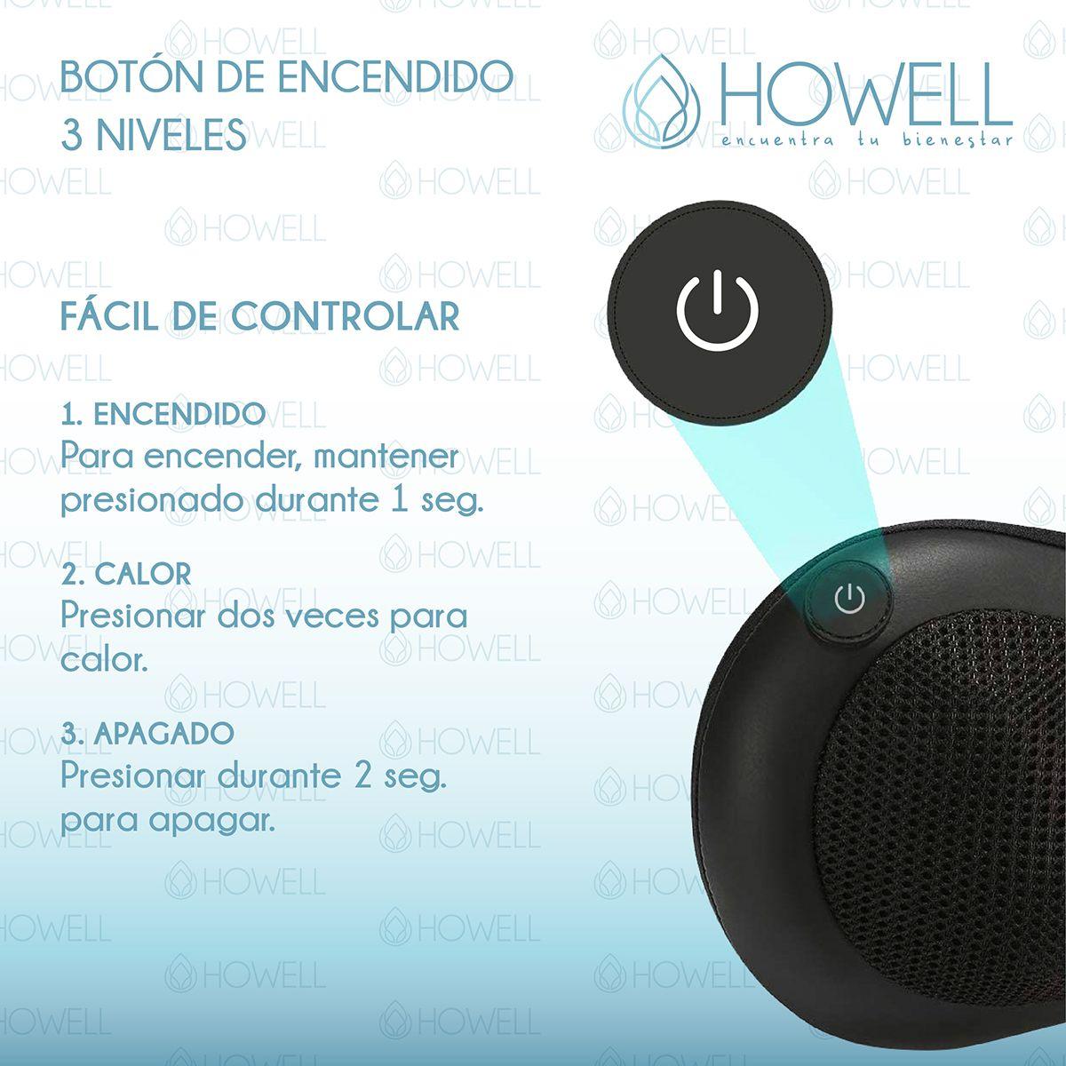 Cojín Masajeador Inalámbrico Howell Almohada Masaje Calor-2