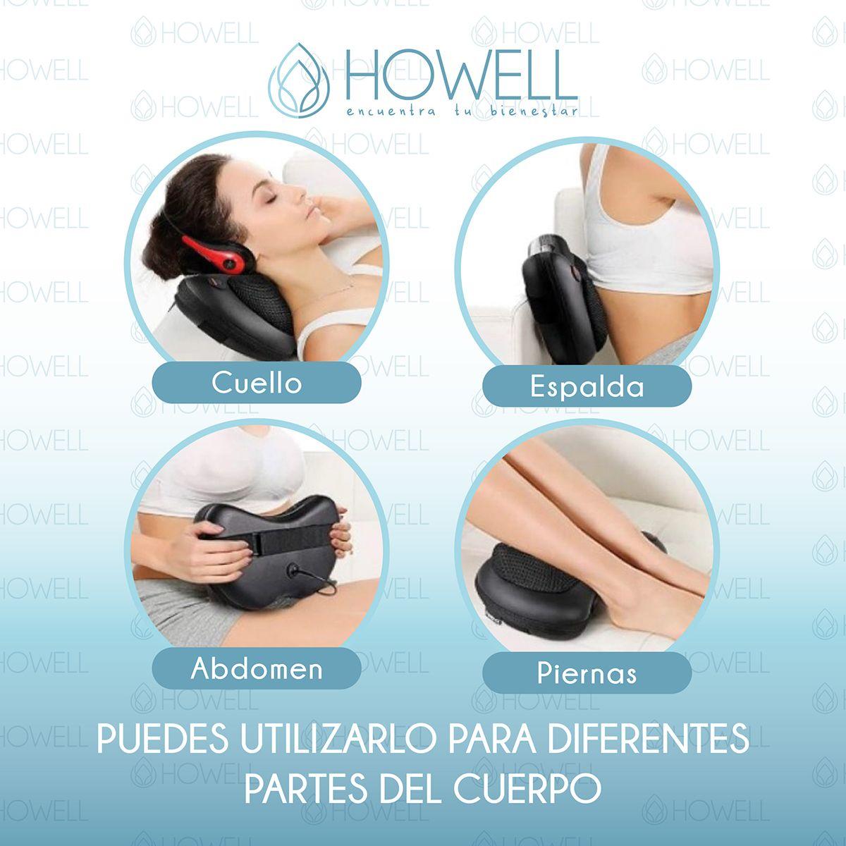 Cojín Masajeador Inalámbrico Howell Almohada Masaje Calor-5