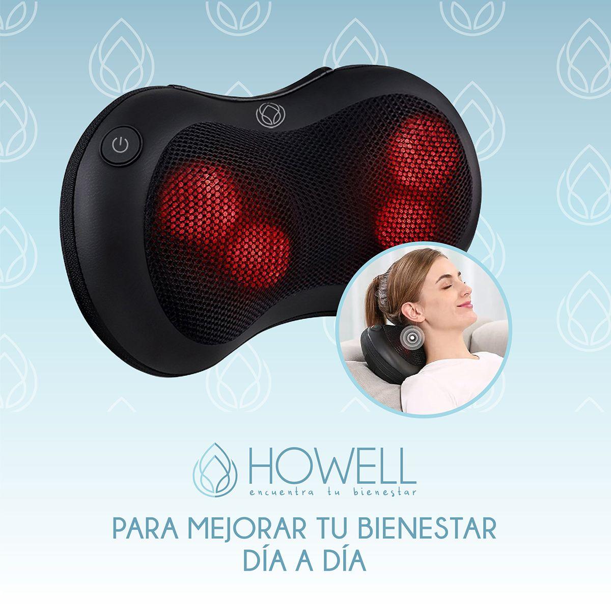 Cojín Masajeador Inalámbrico Howell Almohada Masaje Calor-9