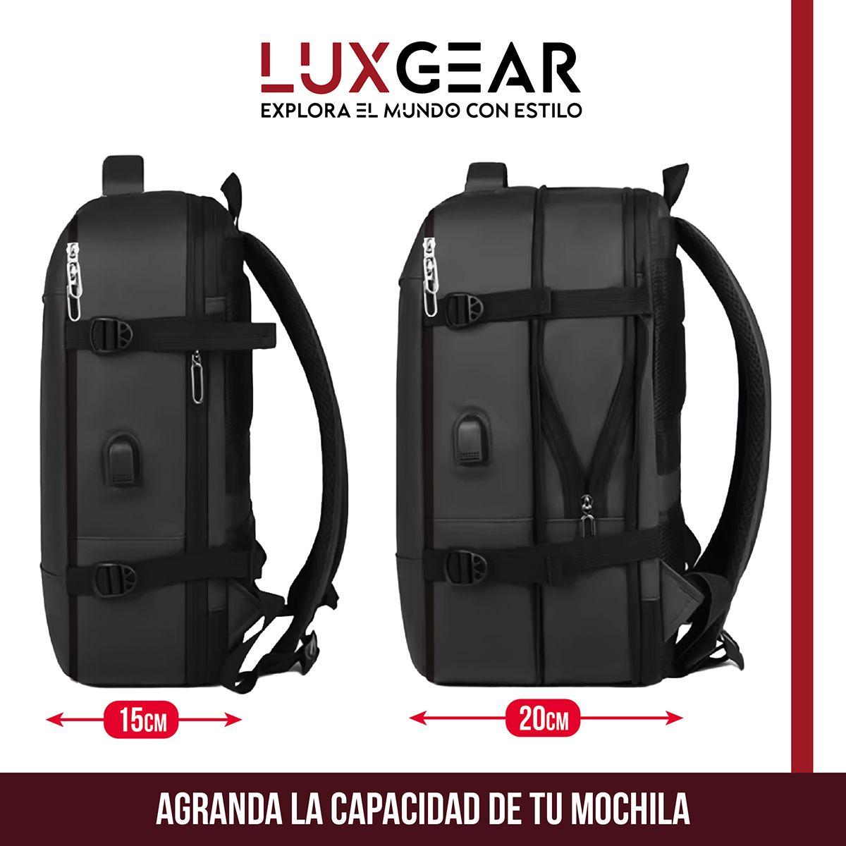 Mochila De Viaje Expansible Luxgear Prestige Impermeable - Negro-2