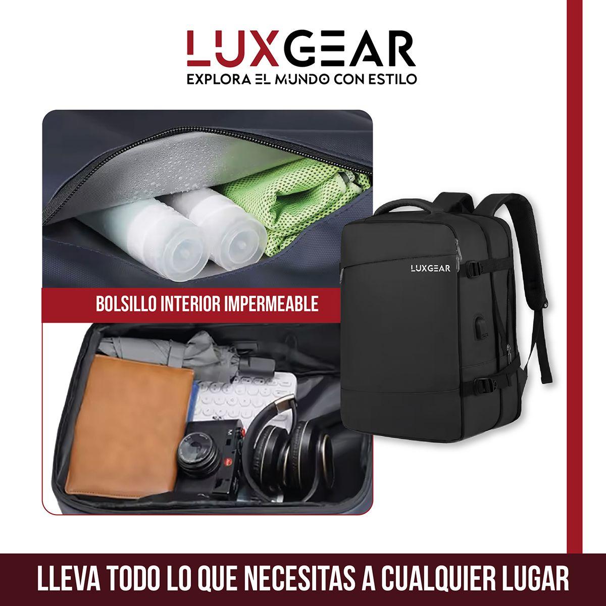 Mochila De Viaje Expansible Luxgear Prestige Impermeable - Negro-4