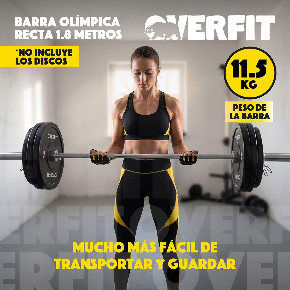 Barra Olimpica Forma Recta 11.5kg Overfit De 1.8 Metros Plateado-3