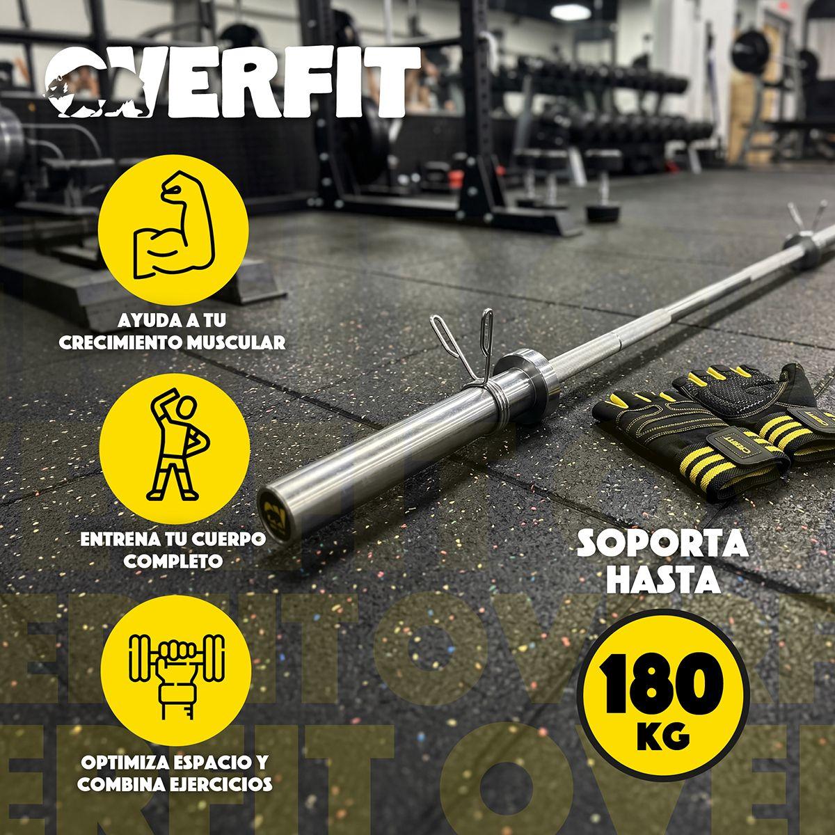 Barra Olimpica Forma Recta 11.5kg Overfit De 1.8 Metros Plateado-5