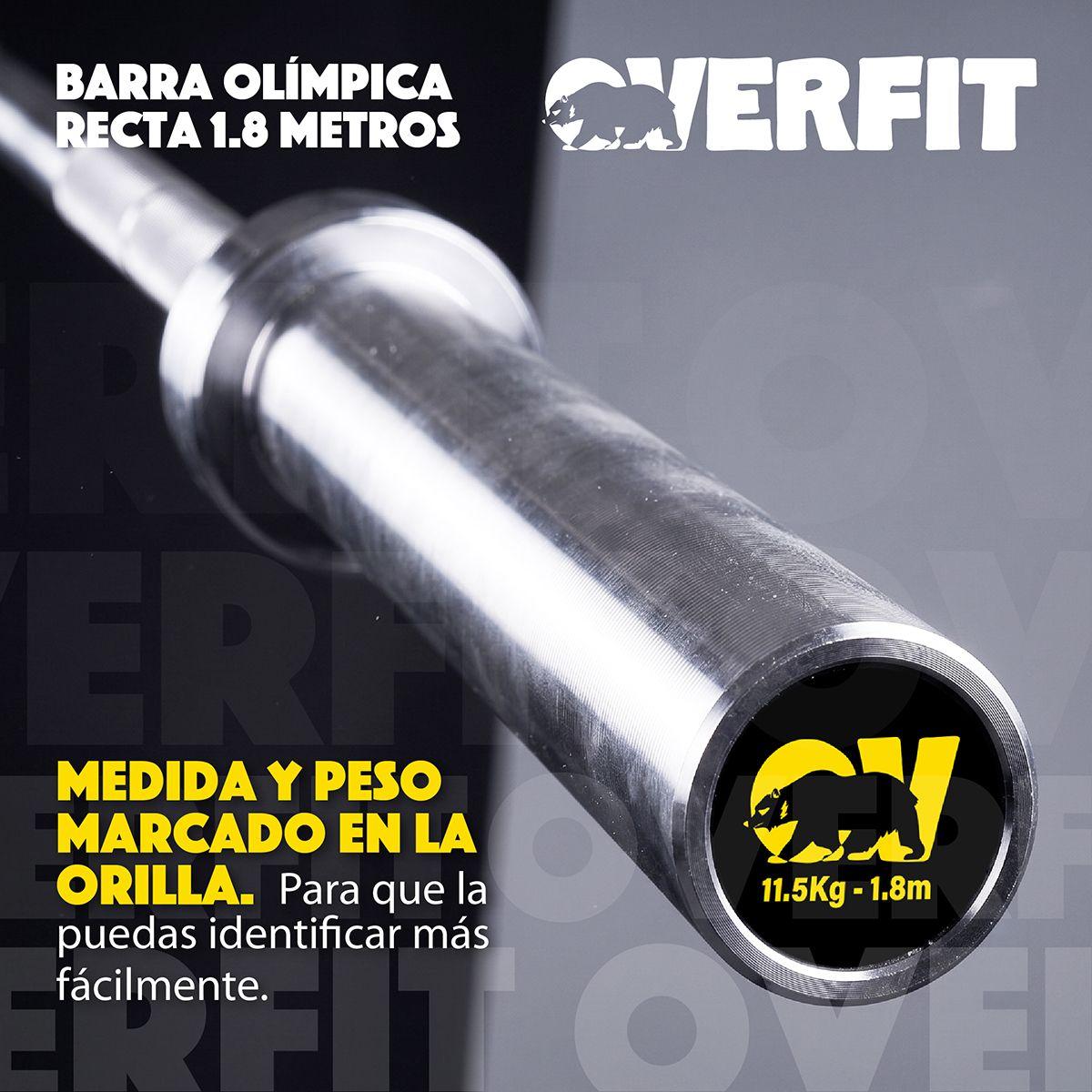 Barra Olimpica Forma Recta 11.5kg Overfit De 1.8 Metros Plateado-6