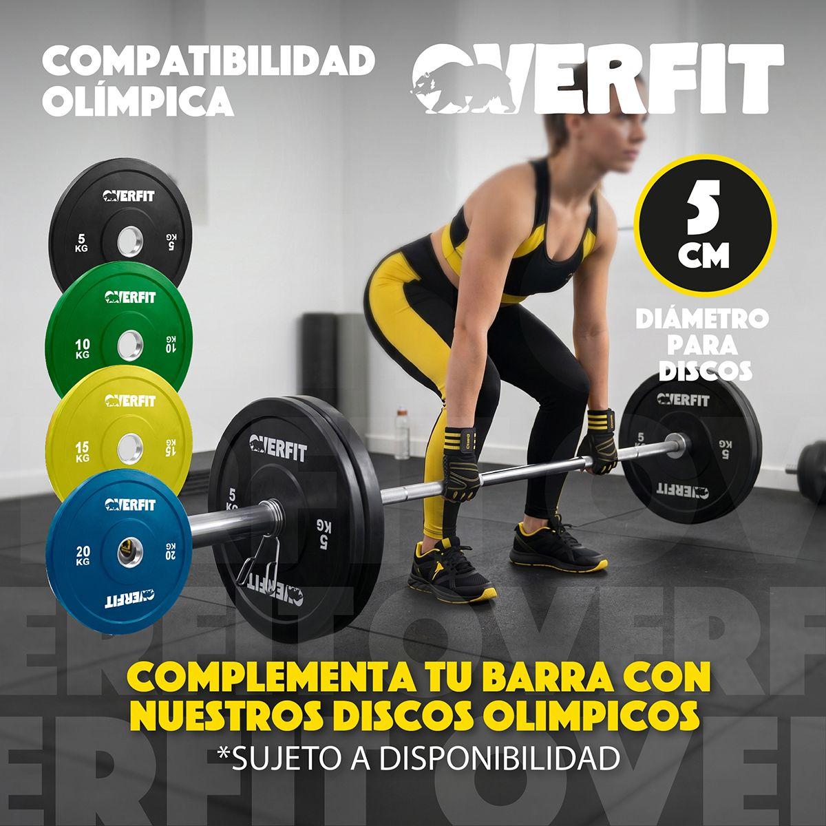 Barra Olimpica Forma Recta 11.5kg Overfit De 1.8 Metros Plateado-7