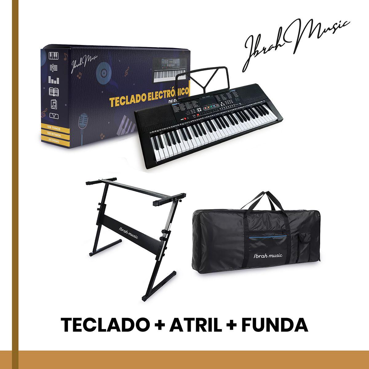 Teclado Musical 61 Teclas Ibrah Piano + Funda + Atril-4