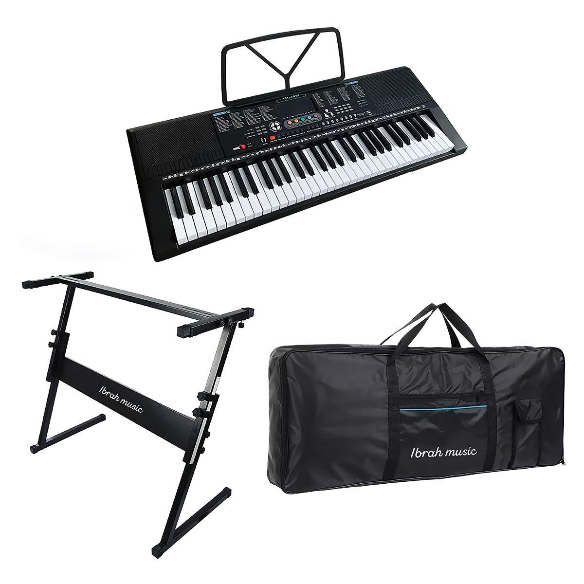 Teclado Musical 61 Teclas Ibrah Piano + Funda + Atril-8