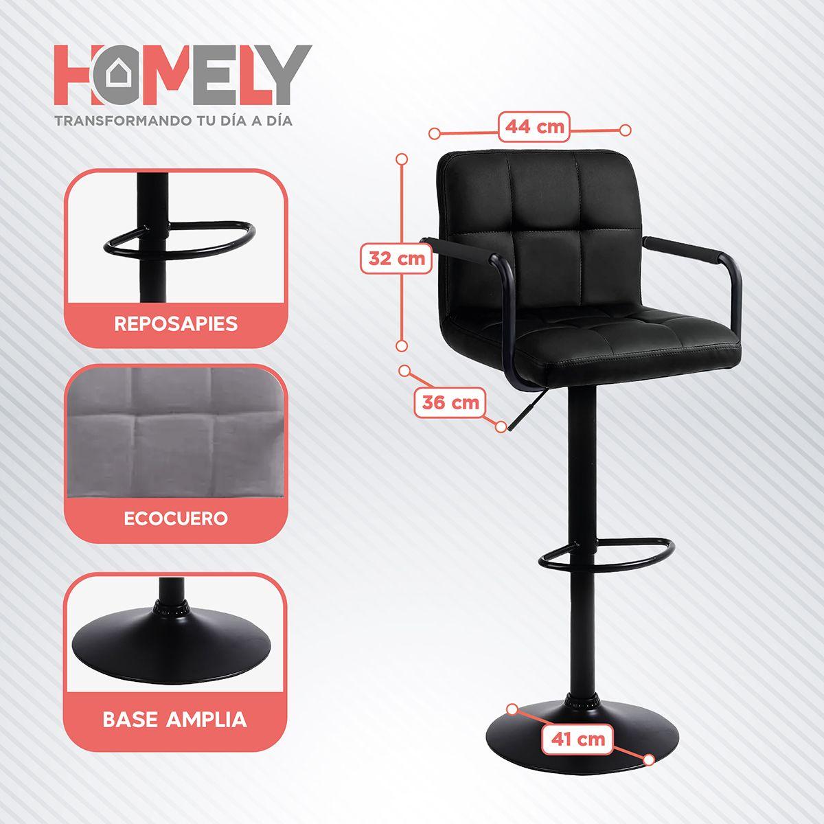 Pack x2 Sillas De Bar Piso Taburete Homely Comfort 61-81CM-2